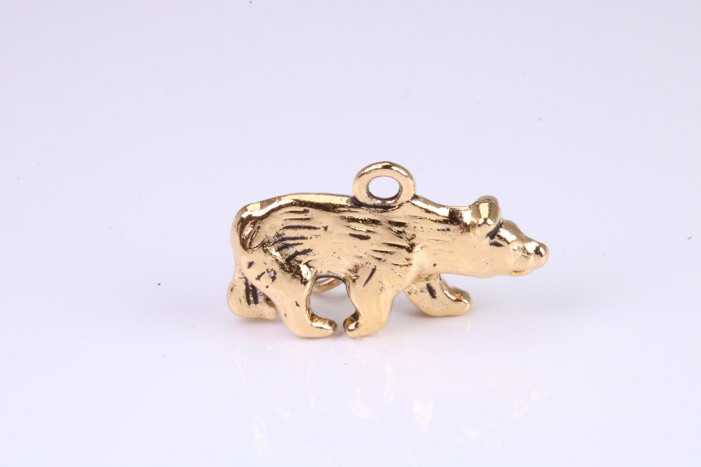 California Bear Charm, Traditional Charm, Made from Solid Yellow Gold, British Hallmarked, Complete with Attachment Link