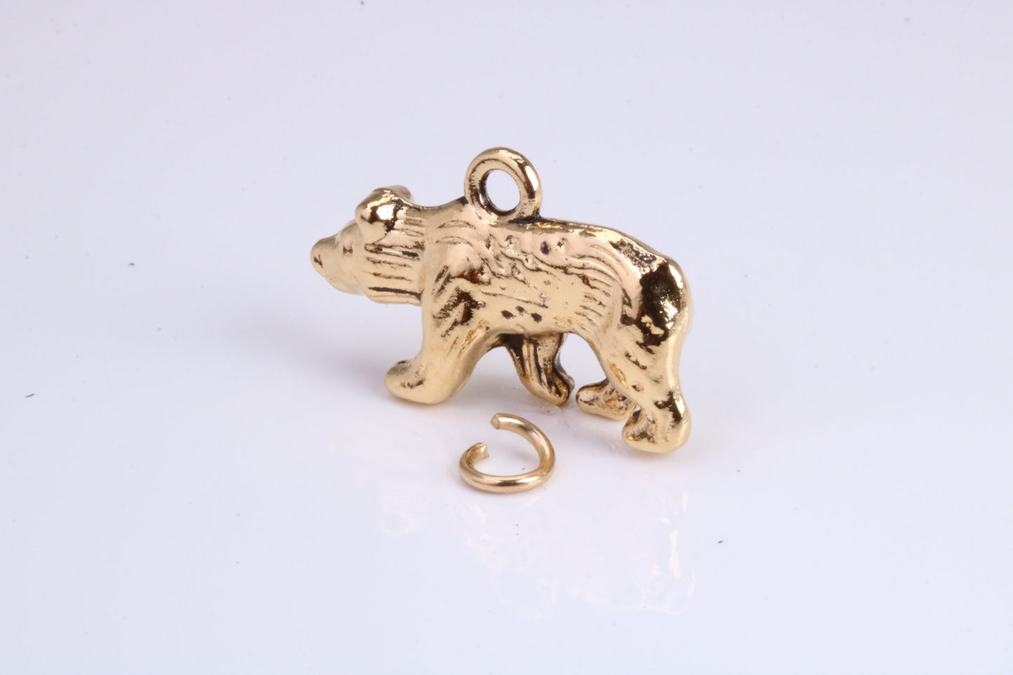 California Bear Charm, Traditional Charm, Made from Solid Yellow Gold, British Hallmarked, Complete with Attachment Link