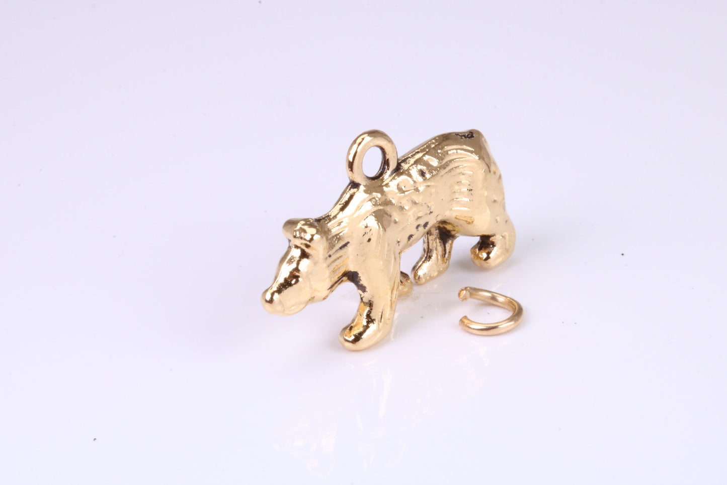 California Bear Charm, Traditional Charm, Made from Solid Yellow Gold, British Hallmarked, Complete with Attachment Link