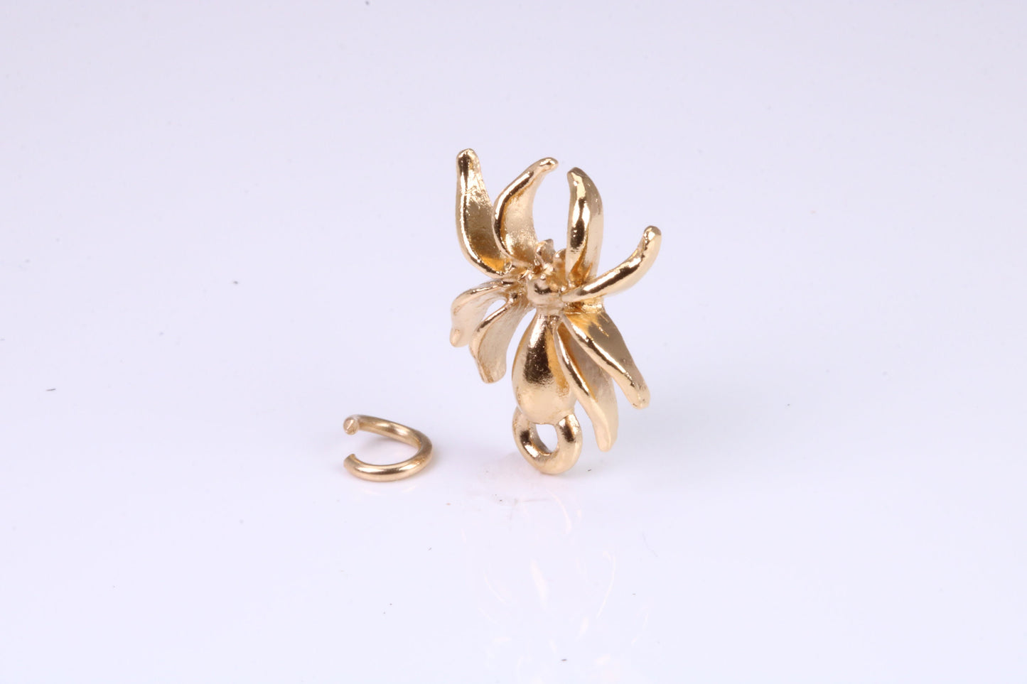 Spider Charm, Traditional Charm, Made from Solid Yellow Gold, British Hallmarked, Complete with Attachment Link