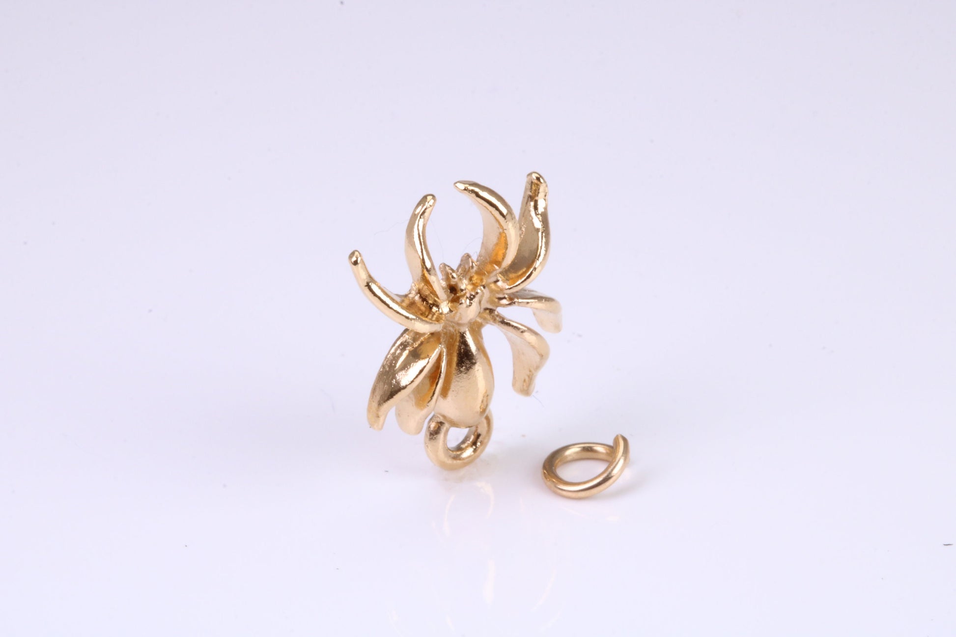 Spider Charm, Traditional Charm, Made from Solid Yellow Gold, British Hallmarked, Complete with Attachment Link