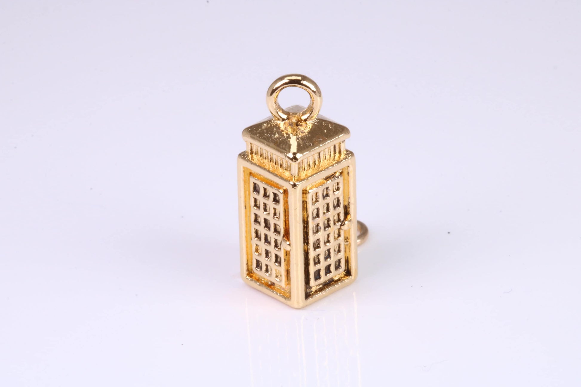 Telephone Booth Charm, Traditional Charm, Made from Solid Yellow Gold, British Hallmarked, Complete with Attachment Link