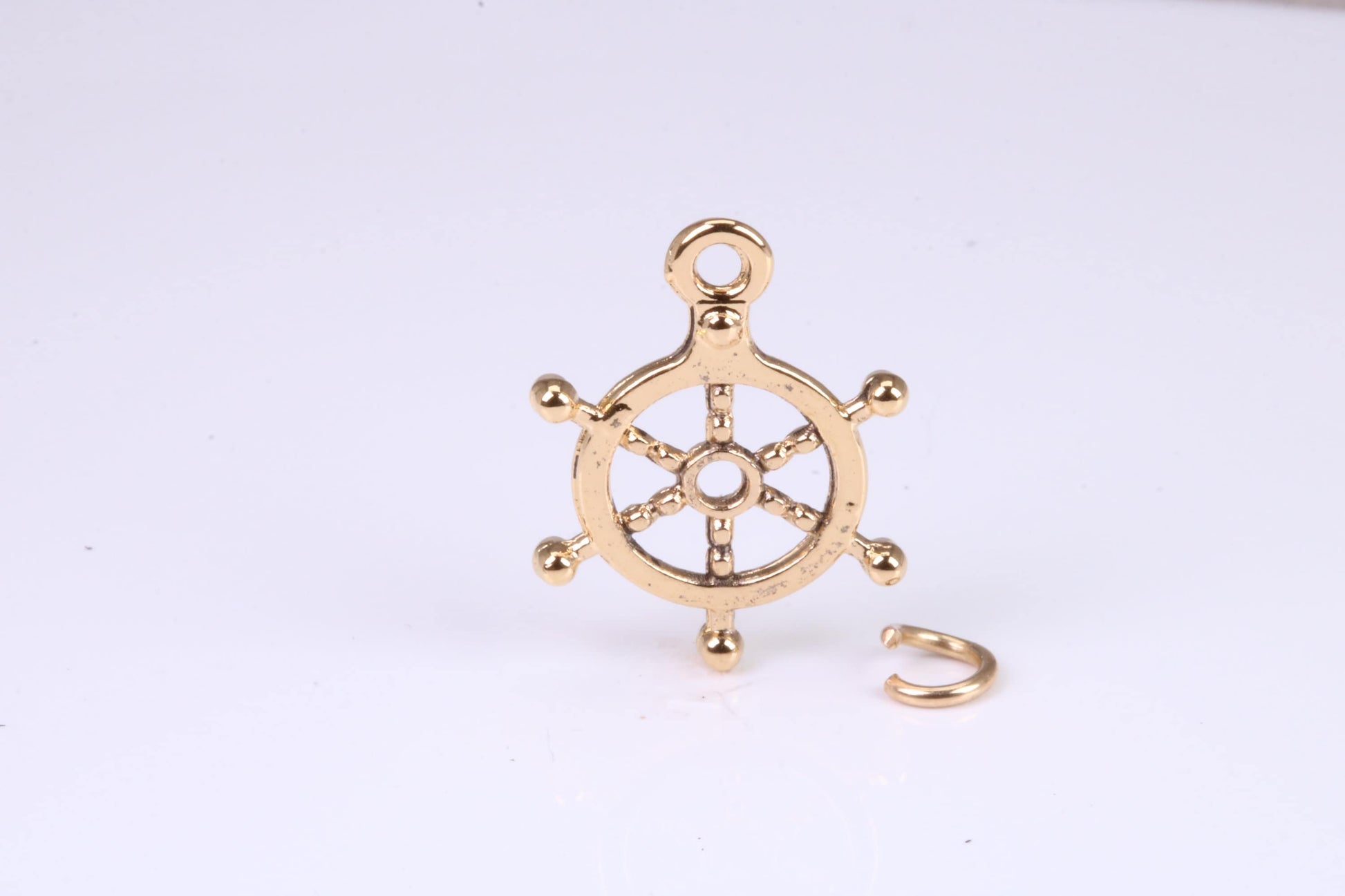 Helm Charm, Traditional Charm, Made from Solid Yellow Gold, British Hallmarked, Complete with Attachment Link
