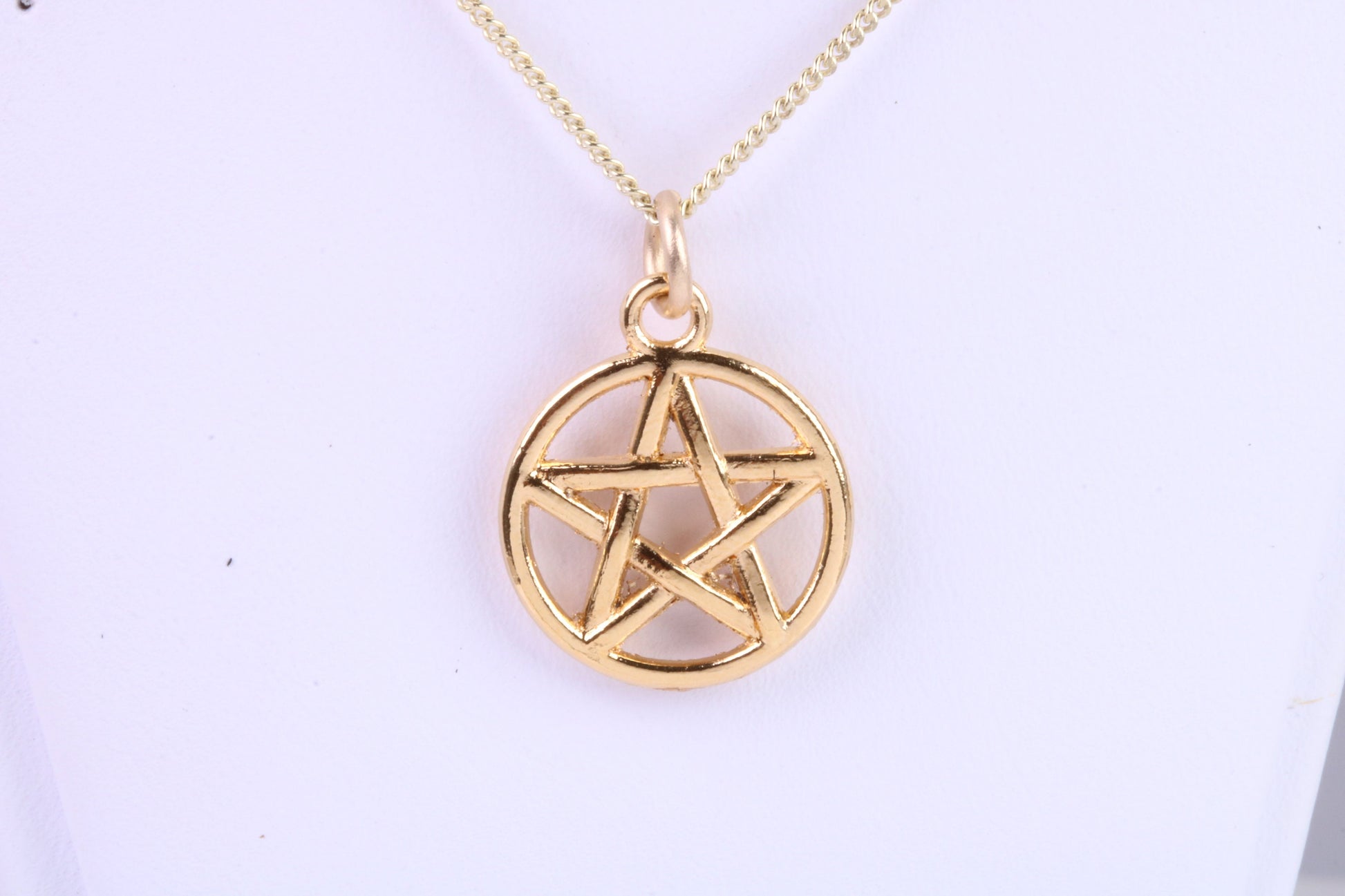 Gold Pentagram Pendant, Made from Solid 14K Yellow Gold with British Hallmark