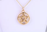 Gold Pentagram Pendant, measuring 22 mm round, Made from Solid cast 14K Yellow Gold with British Hallmark