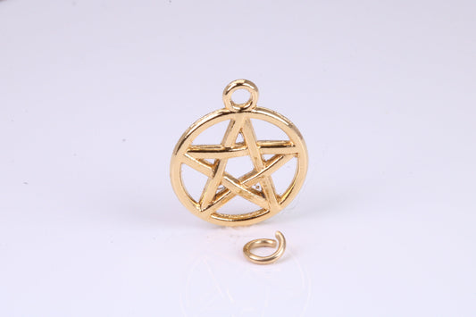 Pentagram Charm, Made from solid Yellow Gold, British Hallmarked