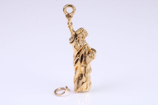 Statue of Liberty Charm, Traditional Charm, Made from Solid Yellow Gold, British Hallmarked, Complete with Attachment Link