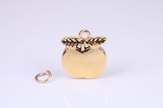 Apple Charm, Traditional Charm, Made from Solid Yellow Gold, British Hallmarked, Complete with Attachment Link