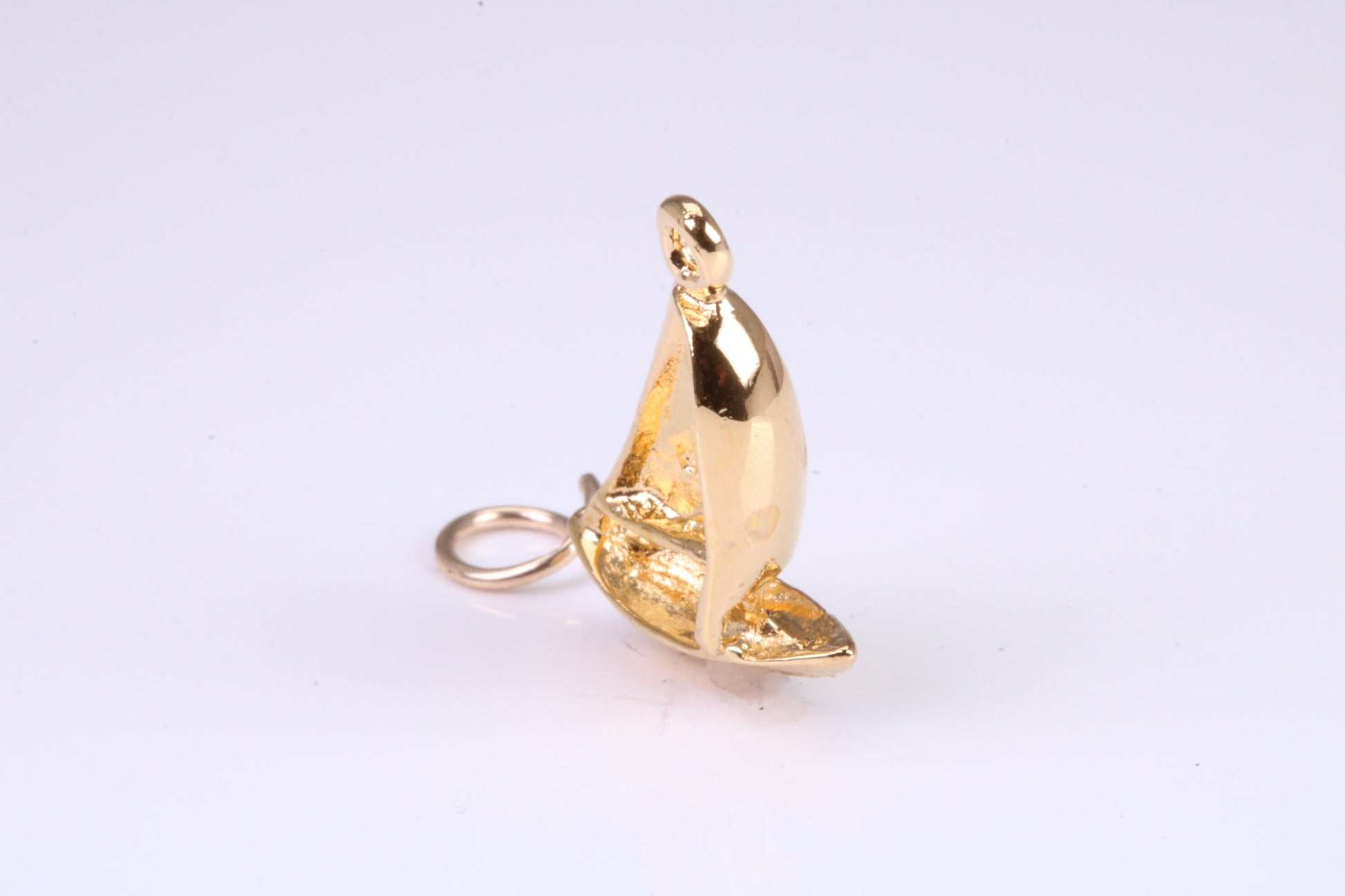 Sailing Dingy Charm, Traditional Charm, Made from Solid Yellow Gold, British Hallmarked, Complete with Attachment Link