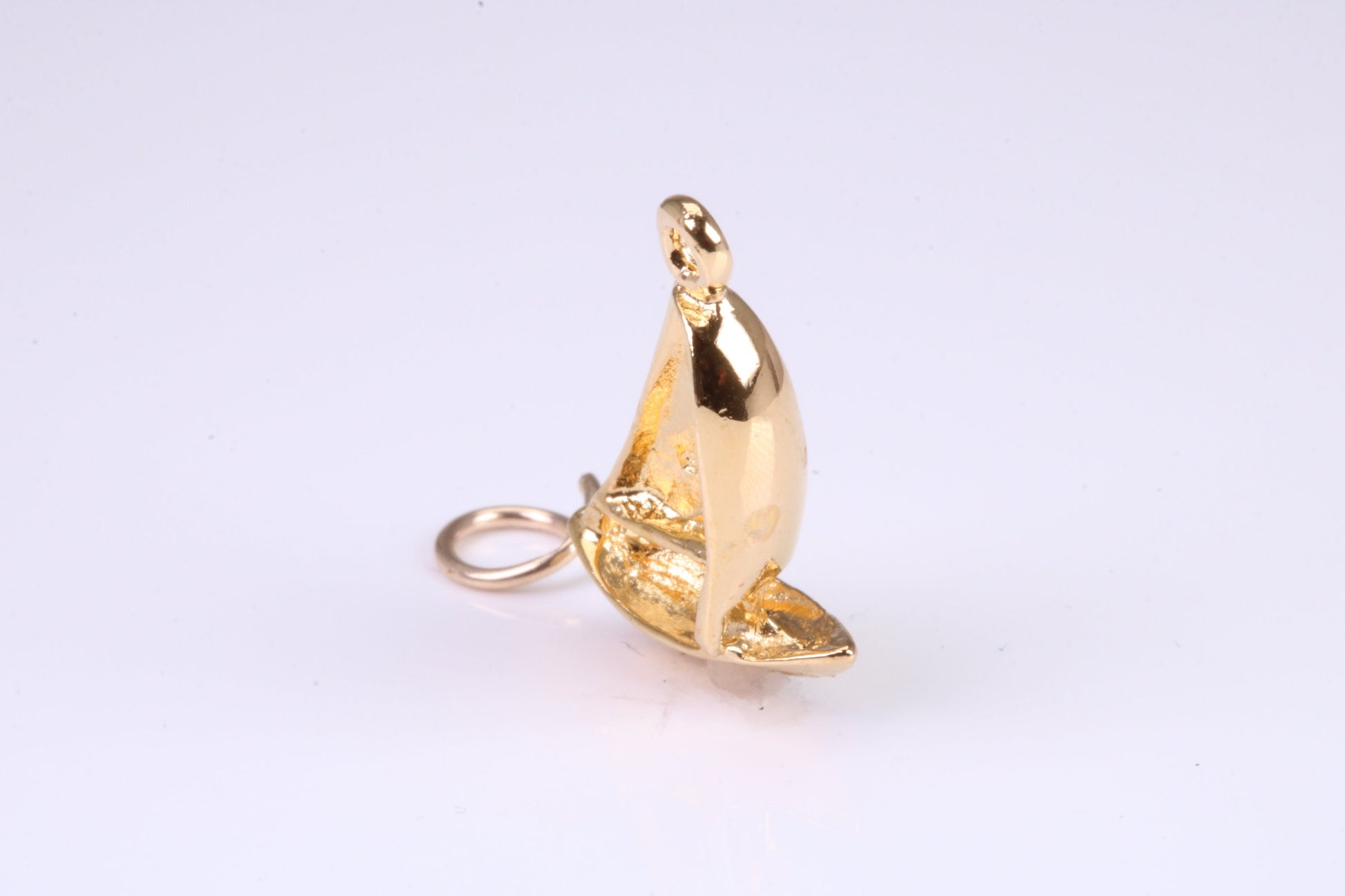 Sailing Dingy Charm, Traditional Charm, Made from Solid Yellow Gold, British Hallmarked, Complete with Attachment Link