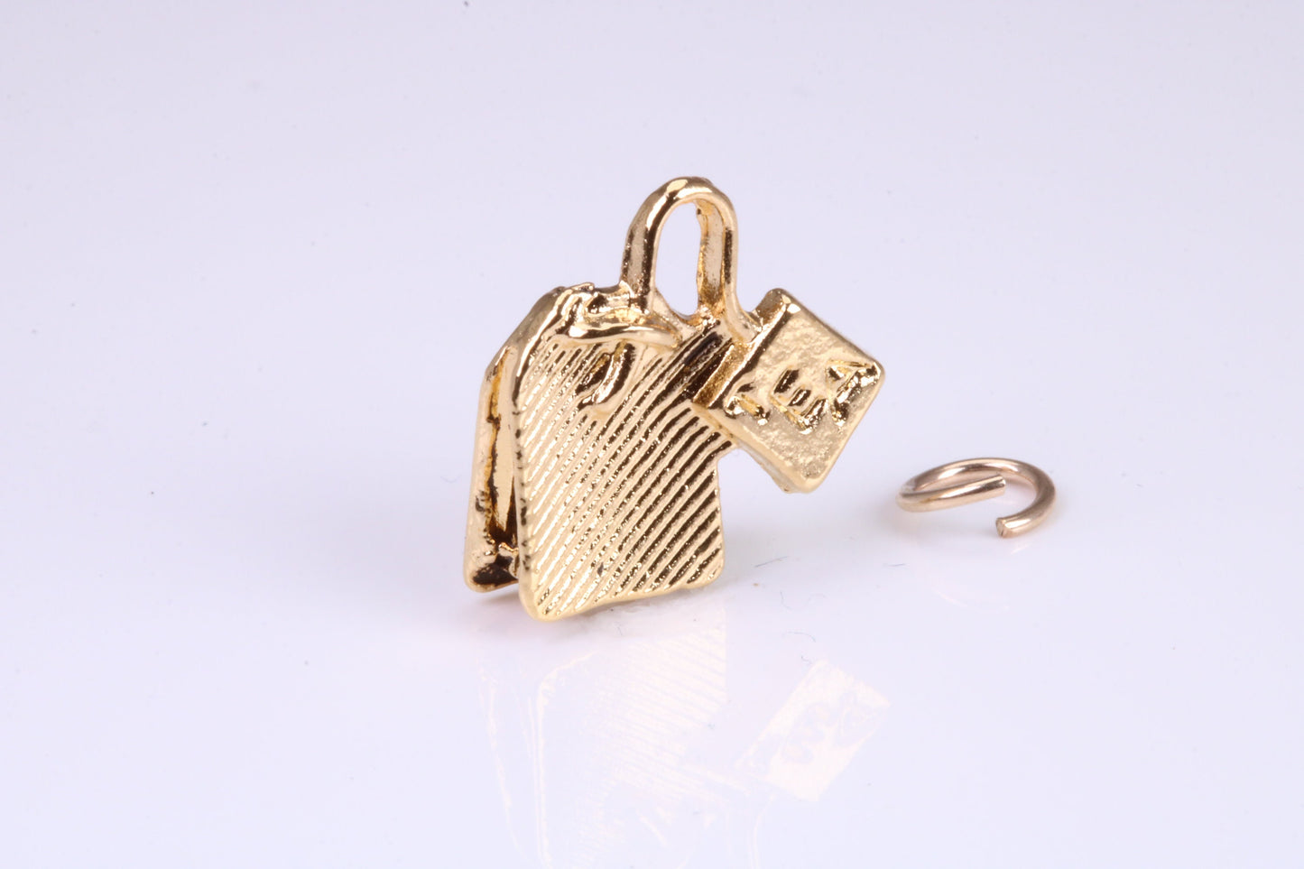 Tea Bag Charm, Traditional Charm, Made from Solid Yellow Gold, British Hallmarked, Complete with Attachment Link