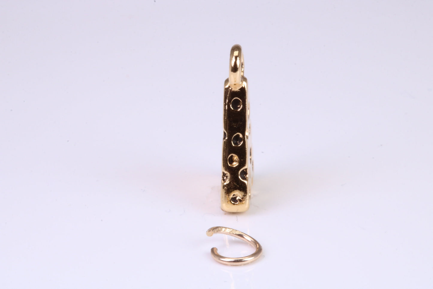 Wedge of Cheese Charm, Traditional Charm, Made from Solid Yellow Gold, British Hallmarked, Complete with Attachment Link