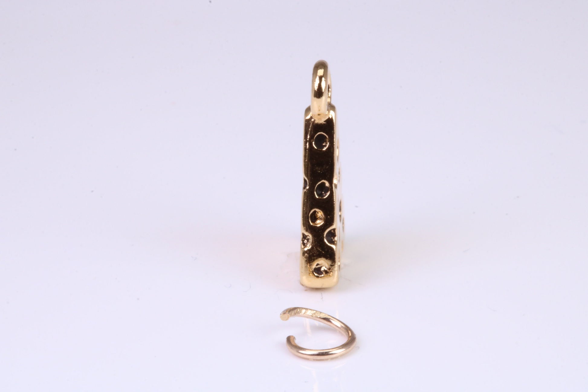 Wedge of Cheese Charm, Traditional Charm, Made from Solid Yellow Gold, British Hallmarked, Complete with Attachment Link