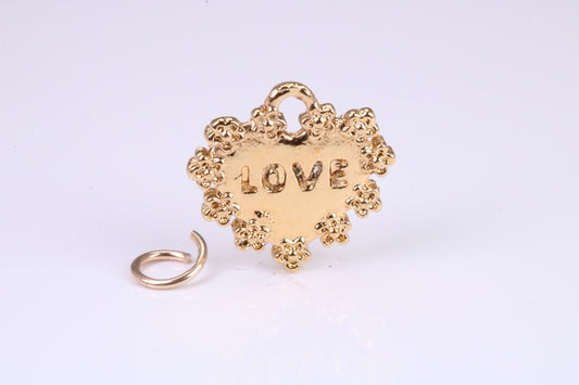 Love Amour Charm, Traditional Charm, Made from Solid Yellow Gold, British Hallmarked, Complete with Attachment Link