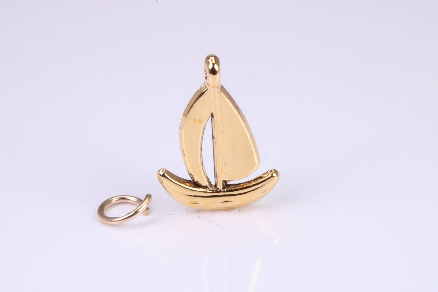 Sailing Dingy Charm, Traditional Charm, Made from Solid Yellow Gold, British Hallmarked, Complete with Attachment Link