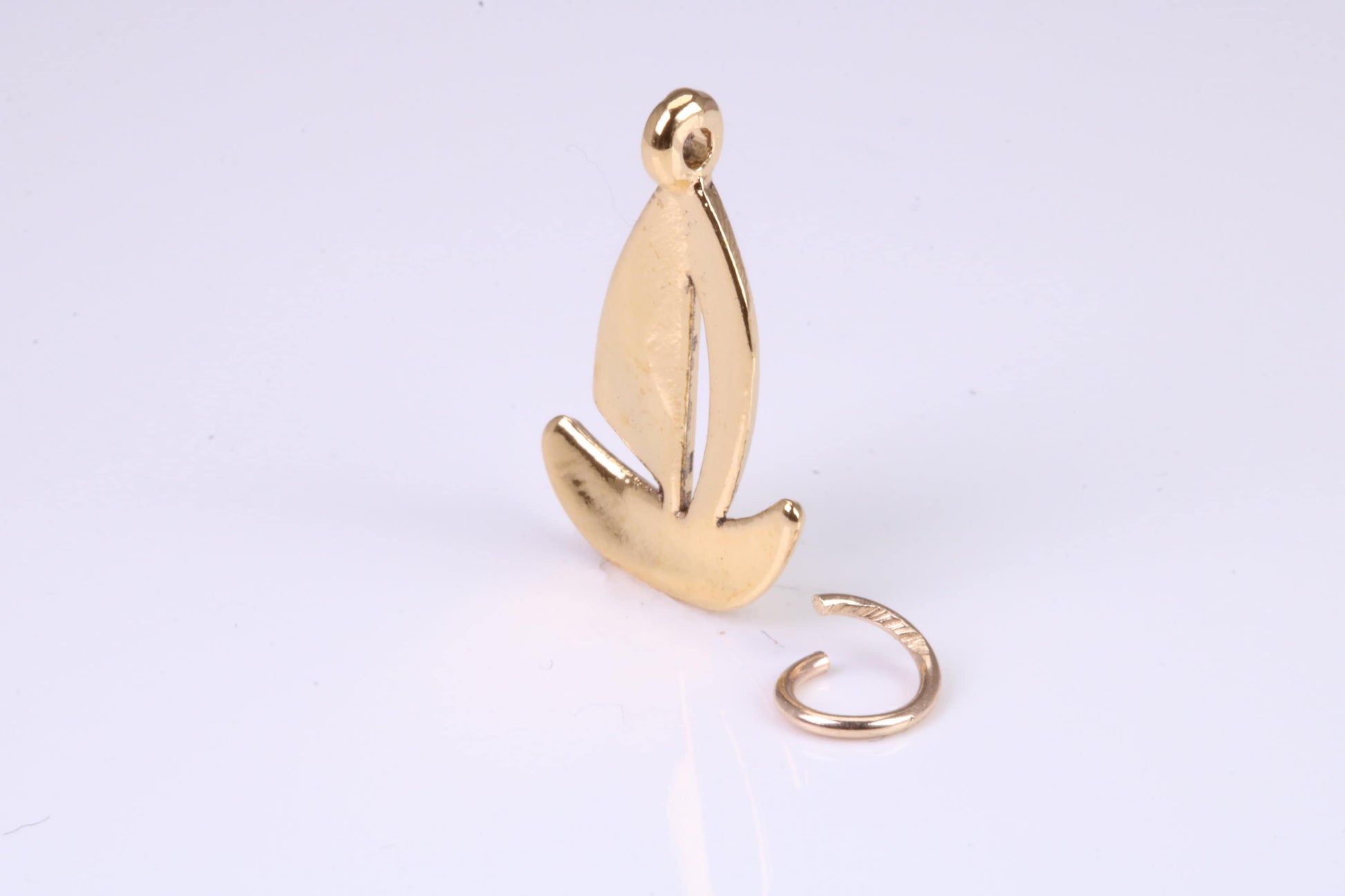 Sailing Dingy Charm, Traditional Charm, Made from Solid Yellow Gold, British Hallmarked, Complete with Attachment Link