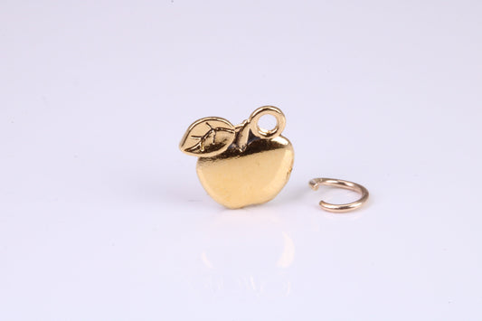 Apple Charm, Traditional Charm, Made from Solid Yellow Gold, British Hallmarked, Complete with Attachment Link