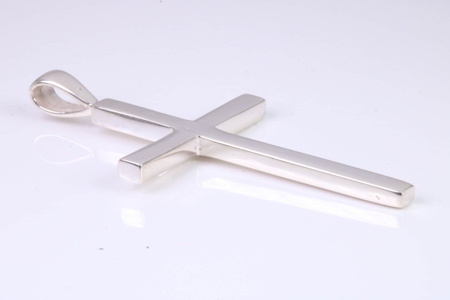 Very Large 50 mm Long Chunky Cross, High Polished Finish, Made From Solid Cast Silver, British Hallmarked