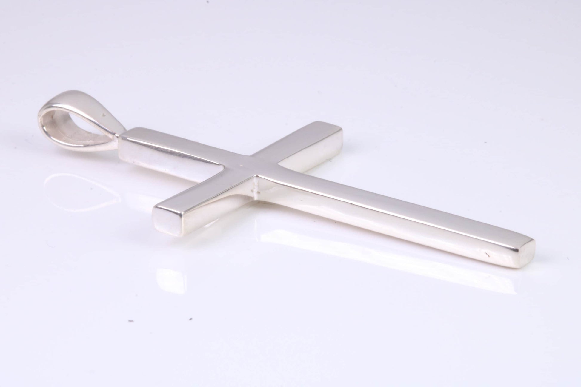 Very Large 50 mm Long Chunky Cross, High Polished Finish, Made From Solid Cast Silver, British Hallmarked