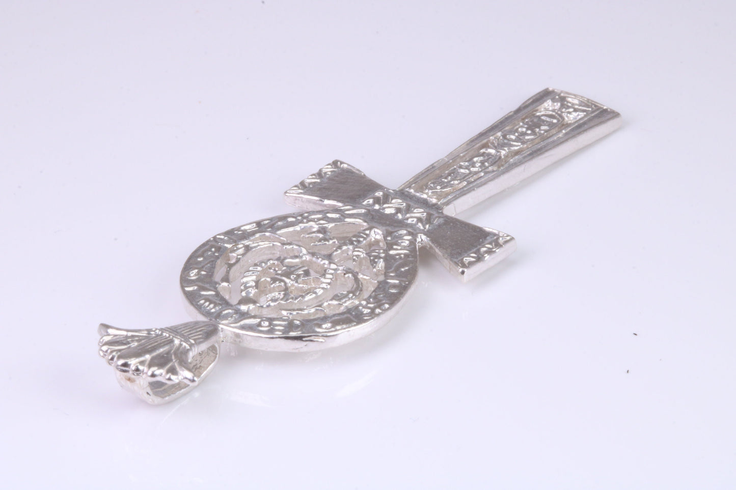 Very Large 60 mm Long Ornate Cross, Made From Solid Cast Silver, British Hallmarked
