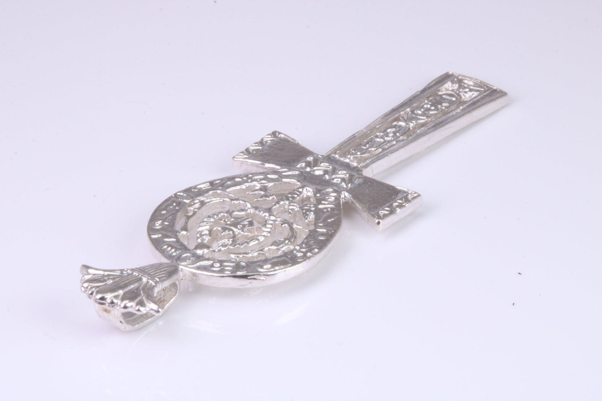 Very Large 60 mm Long Ornate Cross, Made From Solid Cast Silver, British Hallmarked