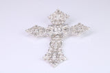 Very Large 60 mm Long Ornate Cross, Made From Solid Cast Silver, British Hallmarked