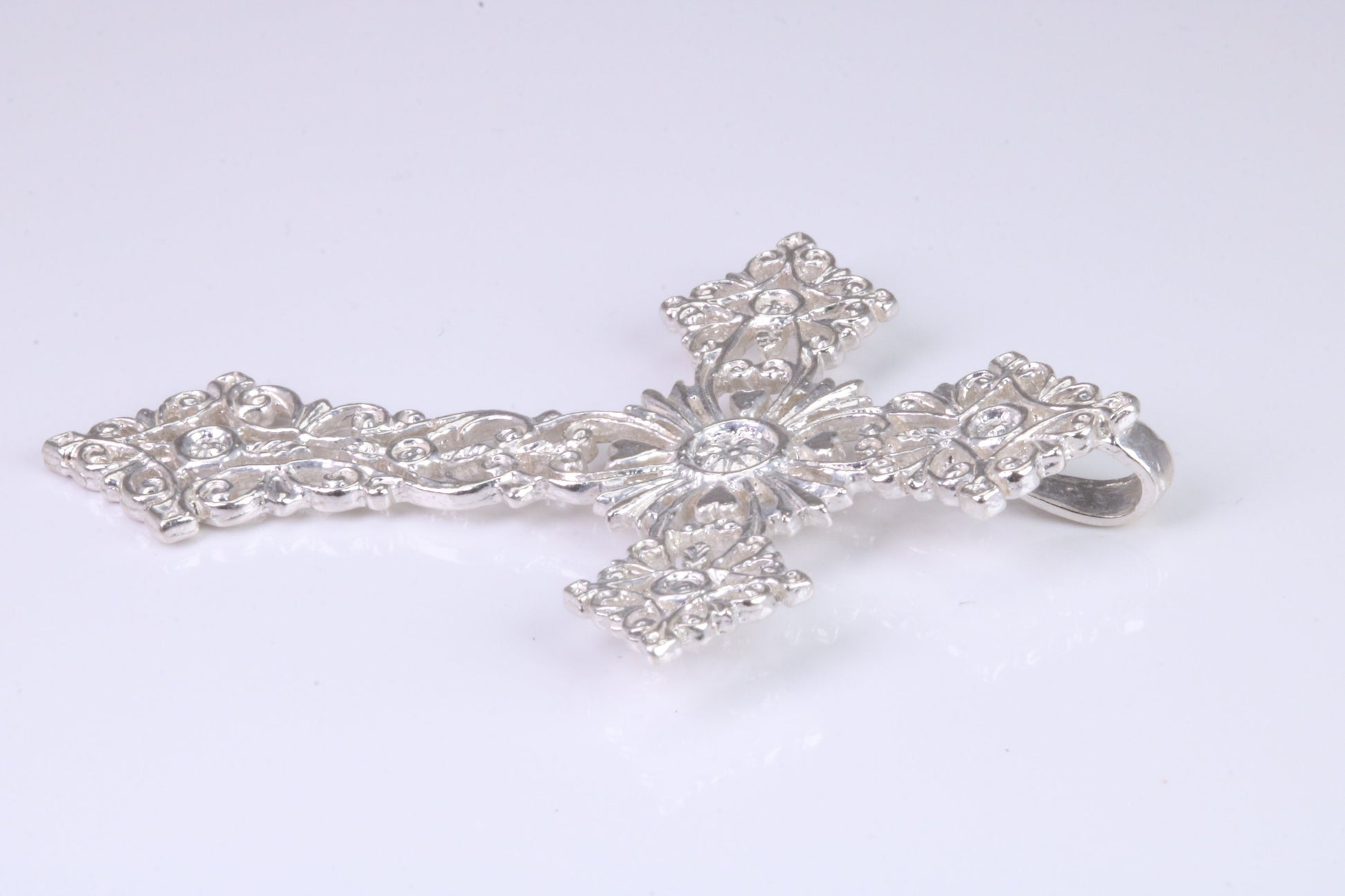 Very Large 60 mm Long Ornate Cross, Made From Solid Cast Silver, British Hallmarked