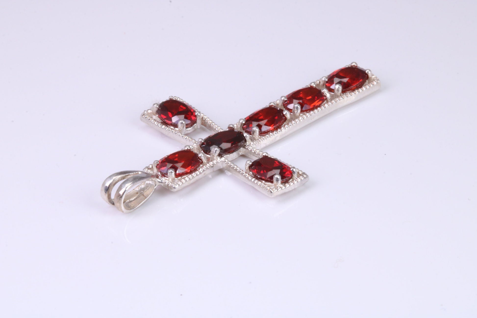 50 mm Long Sterling Silver C Z set Cross Necklace, Made From Solid Cast Silver