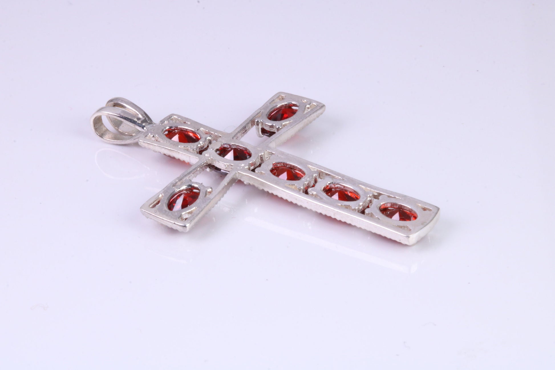 50 mm Long Sterling Silver C Z set Cross Necklace, Made From Solid Cast Silver