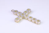 60 mm Long, Large Peridot C Z set Sterling Silver Cross, Made From Solid Cast Silver