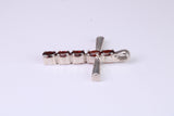 33 mm Long, Garnet Red C Z set Sterling Silver Cross, Made From Solid Cast Silver