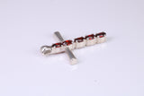 33 mm Long, Garnet Red C Z set Sterling Silver Cross, Made From Solid Cast Silver
