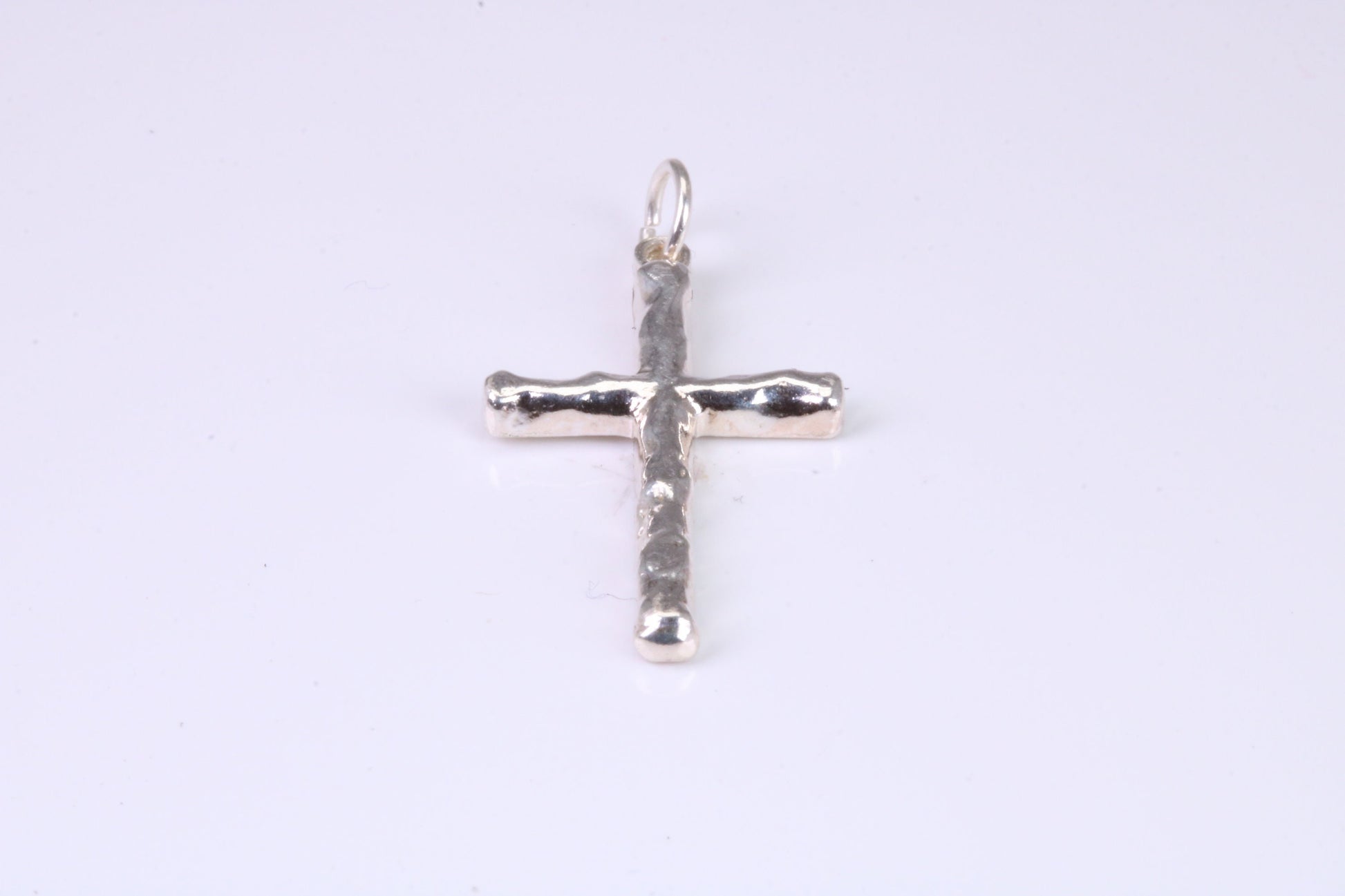 25 mm Long, Sterling Silver Bark effect Cross, Made From Solid Cast Silver