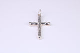 25 mm Long, Sterling Silver Bark effect Cross, Made From Solid Cast Silver