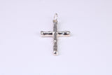 25 mm Long, Sterling Silver Bark effect Cross, Made From Solid Cast Silver