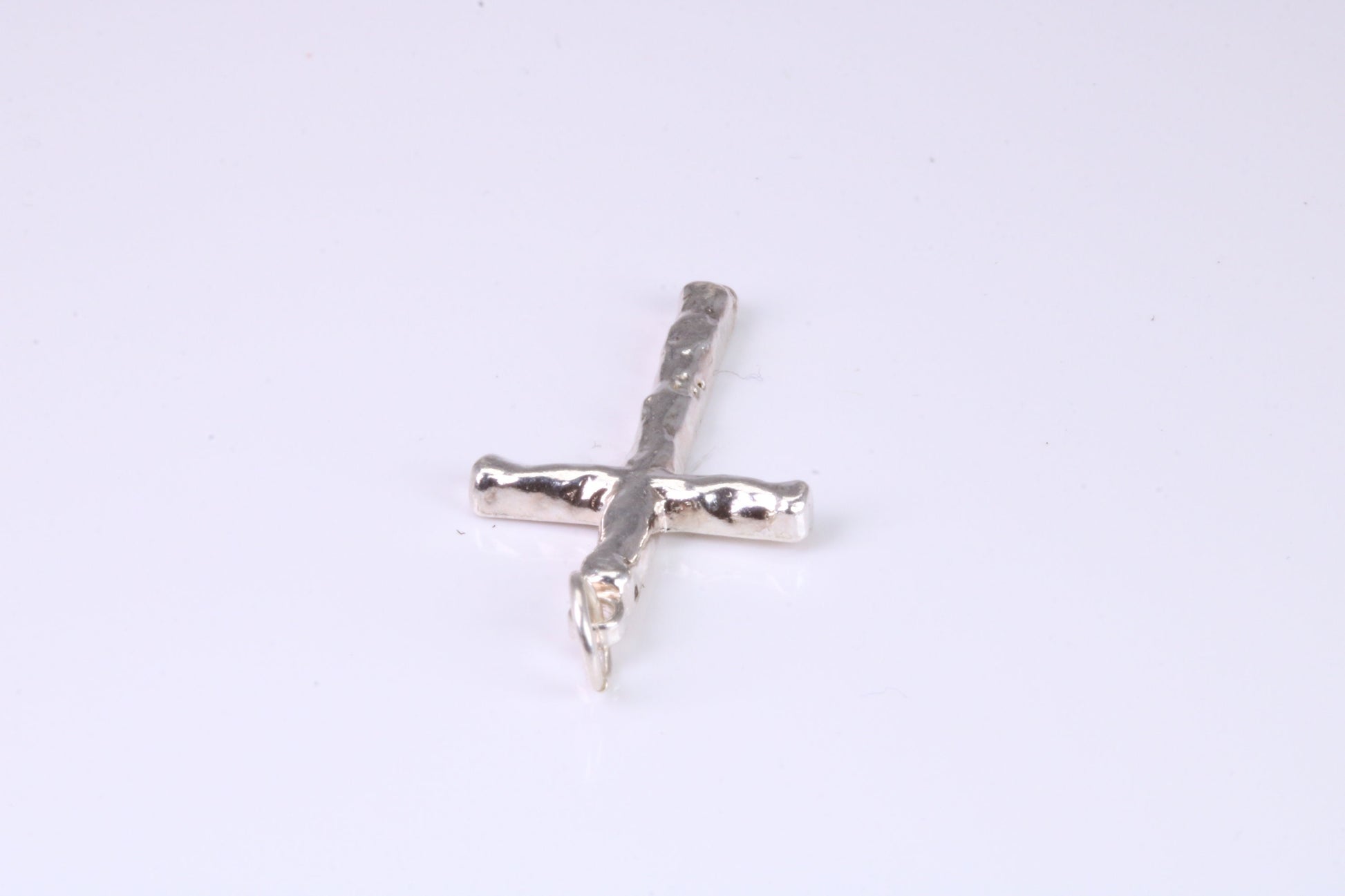 25 mm Long, Sterling Silver Bark effect Cross, Made From Solid Cast Silver