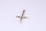25 mm Long, Sterling Silver Bark effect Cross, Made From Solid Cast Silver