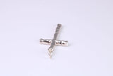 25 mm Long, Sterling Silver Bark effect Cross, Made From Solid Cast Silver