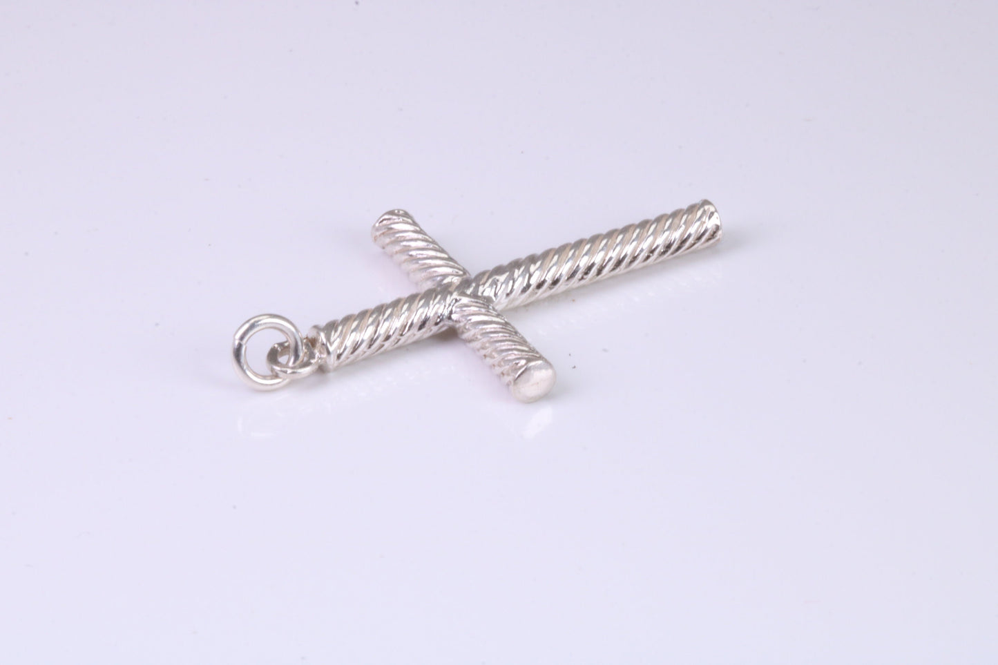 35 mm Long, Twisted Rope Effect Silver Cross, Made From Solid Cast Silver