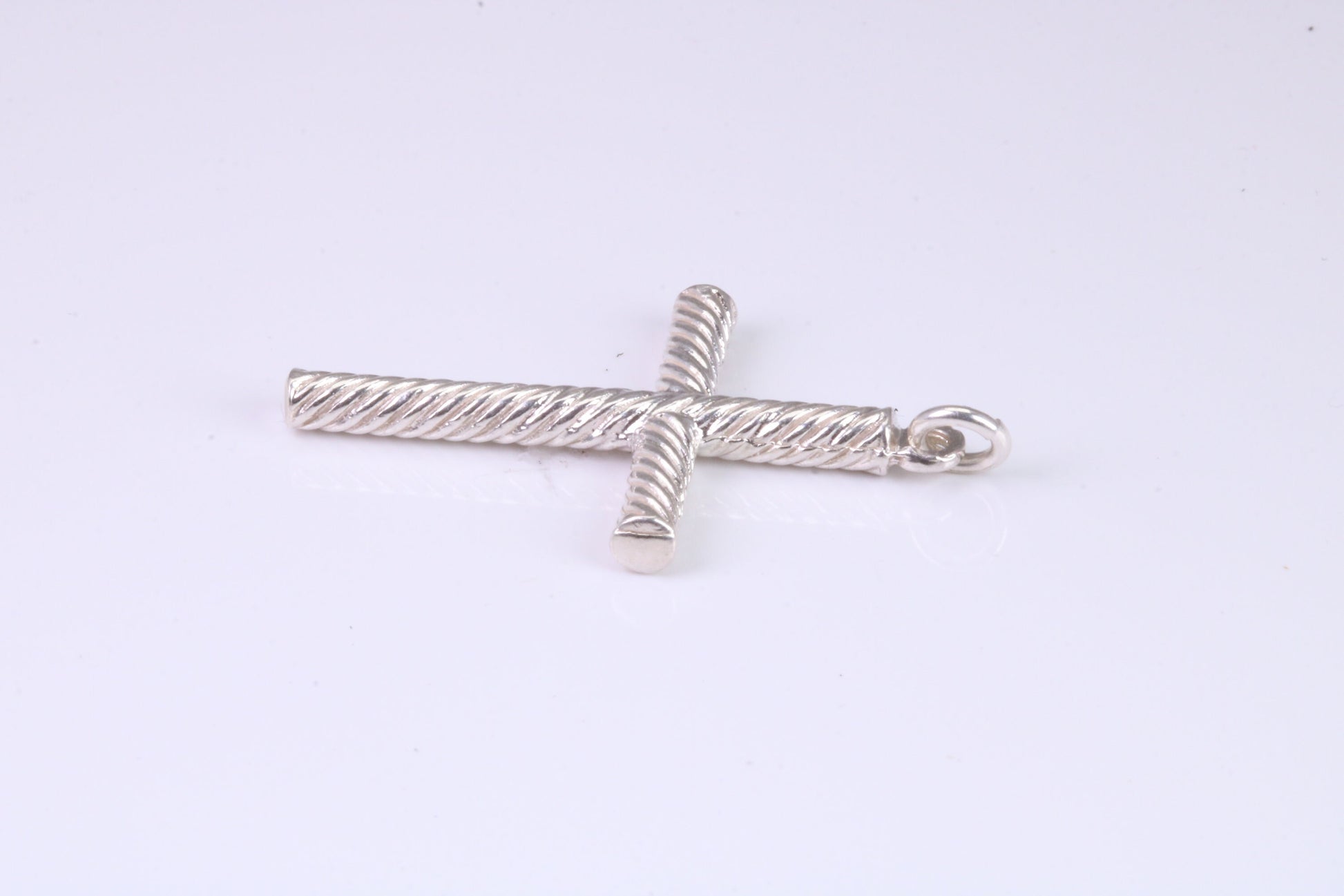 35 mm Long, Twisted Rope Effect Silver Cross, Made From Solid Cast Silver