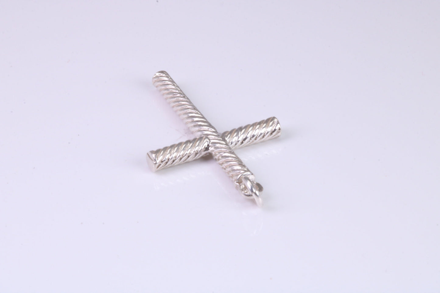 35 mm Long, Twisted Rope Effect Silver Cross, Made From Solid Cast Silver