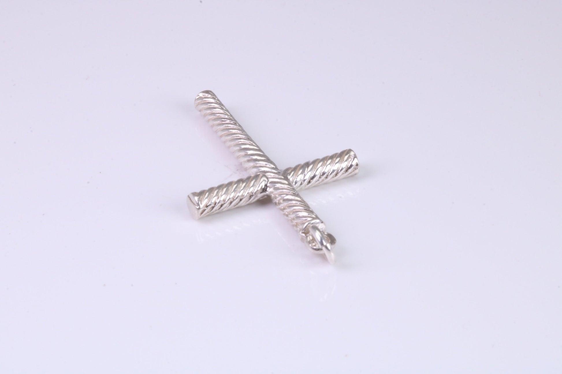 35 mm Long, Twisted Rope Effect Silver Cross, Made From Solid Cast Silver