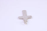 Small 21 mm Long Patterned Cross, Made From Solid Cast Silver, Complete With Silver Chain