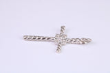 32 mm Long, Twisted Rope Effect Silver Cross, Made From Solid Cast Silver
