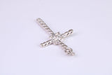 32 mm Long, Twisted Rope Effect Silver Cross, Made From Solid Cast Silver