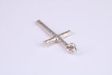 27 mm Long, Sterling Silver Bark effect Cross, Made From Solid Cast Silver