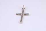 27 mm Long, Sterling Silver Bark effect Cross, Made From Solid Cast Silver