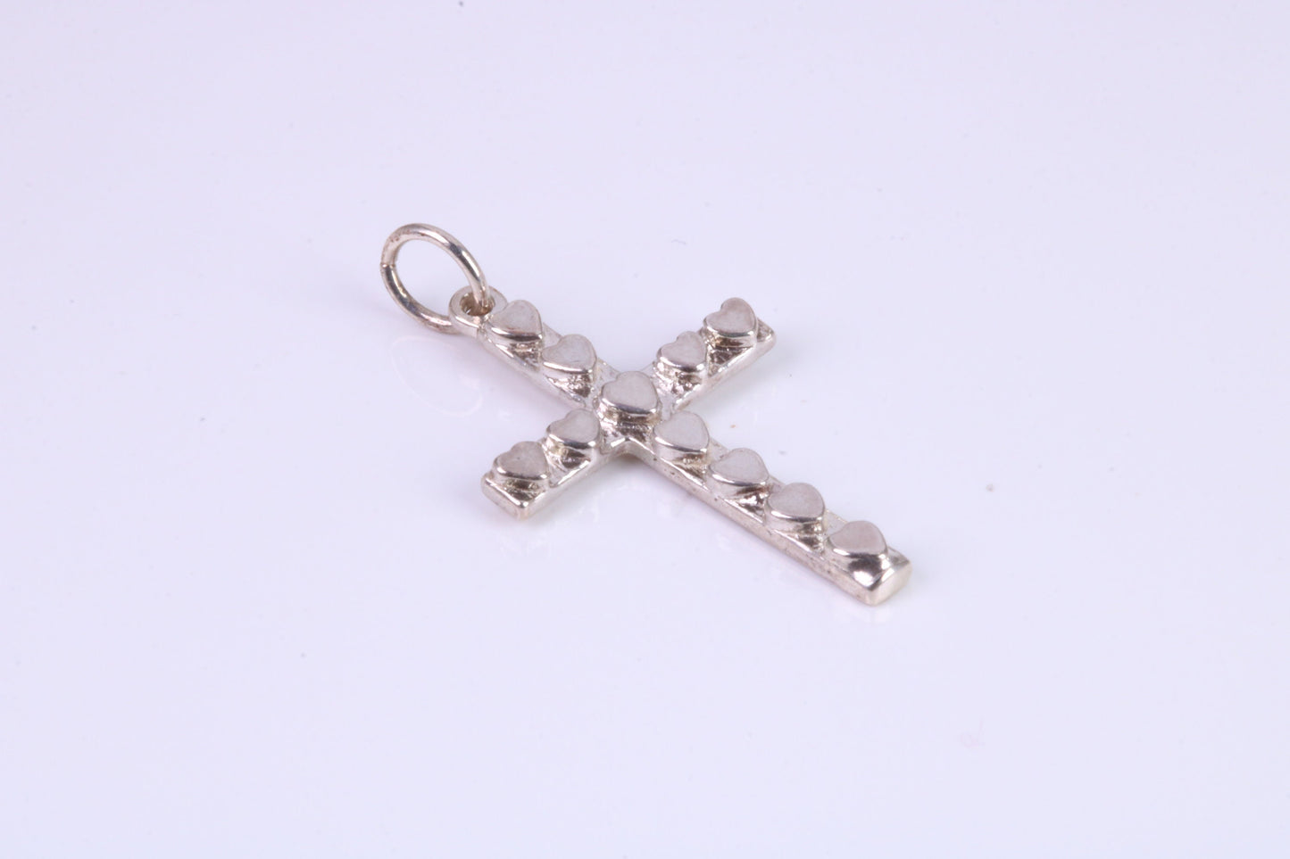 Small 25 mm Long, Silver Love Hearts Cross, Made From Solid Cast Silver