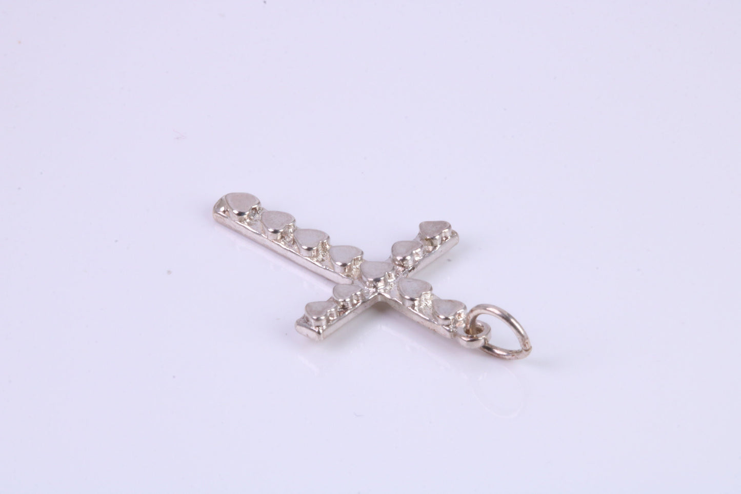 Small 25 mm Long, Silver Love Hearts Cross, Made From Solid Cast Silver