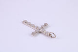 Small 25 mm Long, Silver Love Hearts Cross, Made From Solid Cast Silver